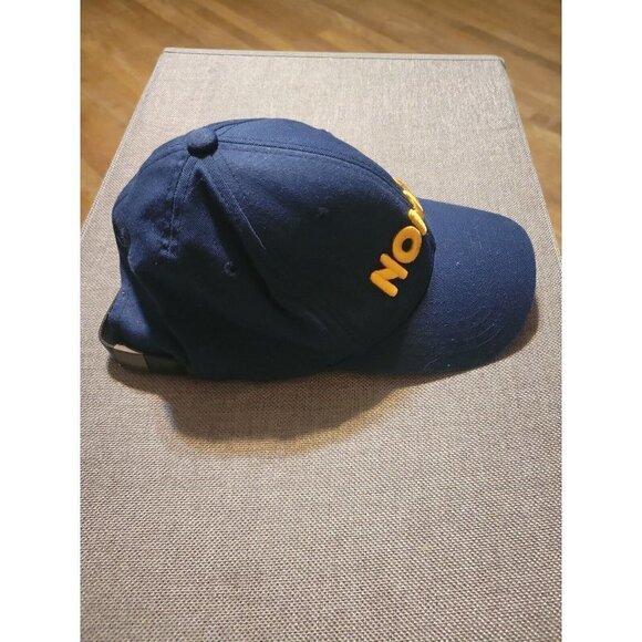 RARE‎ NOMAD Original Outdoors Navy Blue Yellow ONE SIZE Leather Baseball Hat Cap - Picture 2 of 6
